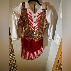 ADULT SMALL dance costume red, gold, white, and green
